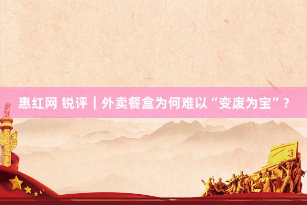 惠红网 锐评｜外卖餐盒为何难以“变废为宝”？