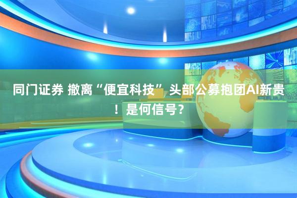 同门证券 撤离“便宜科技” 头部公募抱团AI新贵！是何信号？